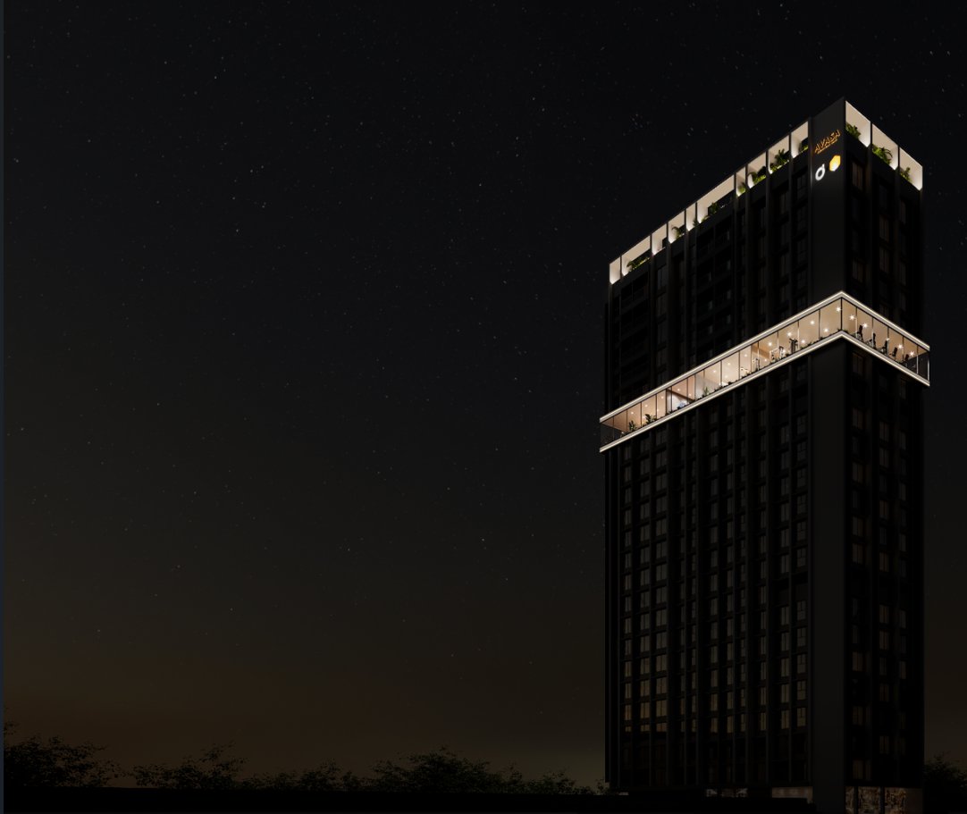 AVASA at night, the lit seventeenth floor of a twenty-two storey tower in Kandivali East